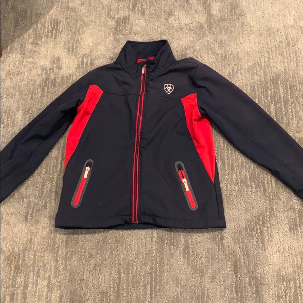 navy/red ariat riding jacket
